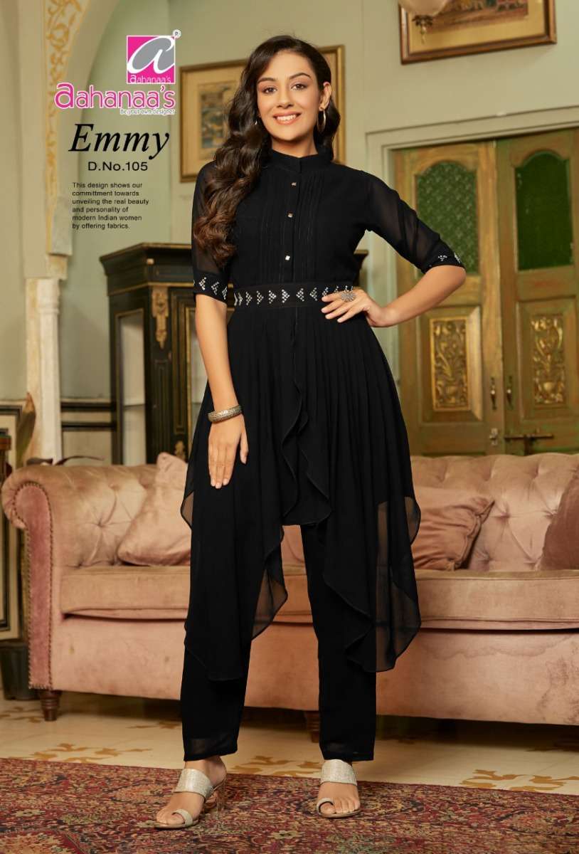 EMMY BY AAHANAAS DESIGNER WITH WORK GEORGETTE CO ORD SETS ARE AVAILABLE AT WHOLESALE PRICE
