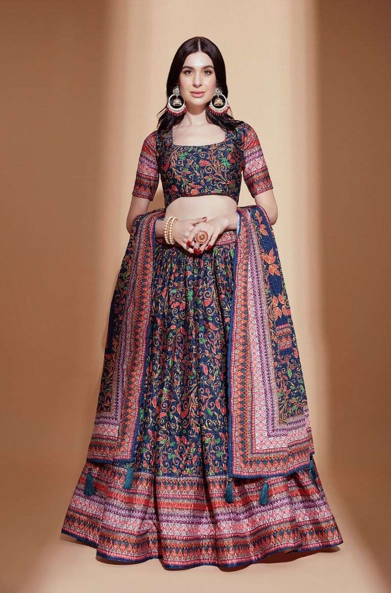 ALEENA VOL-1 LEHENGA BY AAWIYA DESIGNER WITH PRINTED CHINON LEHENGAS ARE AVAILABLE IN SINGLES AT WHOLESALE PRICE