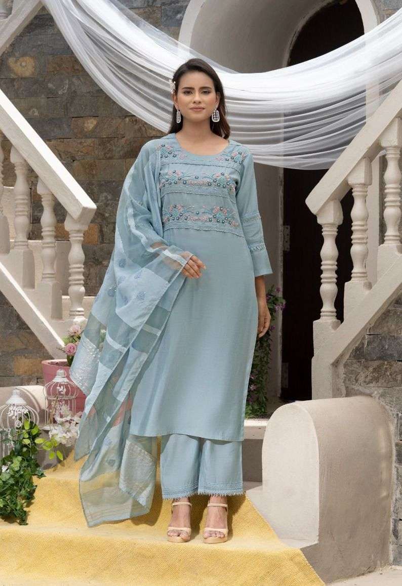 PARAMPARA VOL-4 KURTI BY PSYNA DESIGNER WITH WORK ROMAN SILK KURTI WITH PANT AND DUPATTA ARE AVAILABLE AT WHOLESALE PRICE
