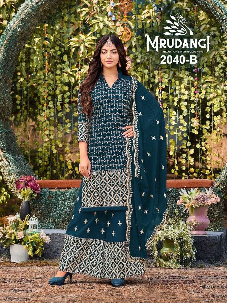 CELEBRATION COLOUR EDITION SERIES 2040A TO 2040C BY MRUDANGI DESIGNER WITH WORK GEORGETTE SUITS ARE AVAILABLE IN SINGLES AT WHOLESALE PRICE