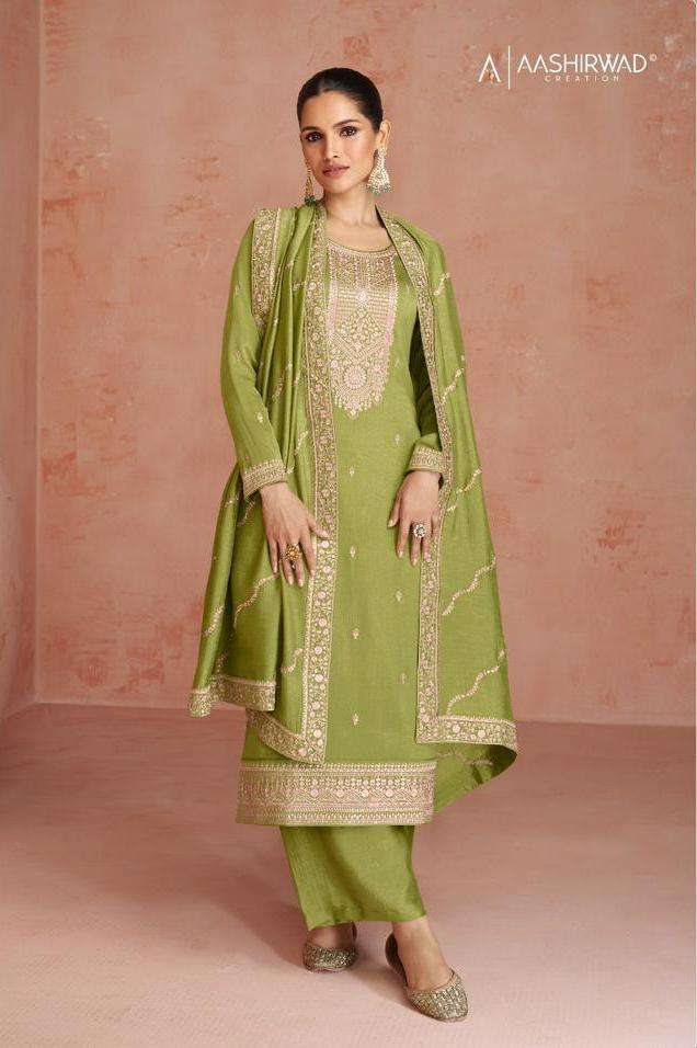 COCO SERIES 9602 TO 9606 BY GULKAND AASHIRWAD DESIGNER WITH WORK PREMIUM SILK SUITS ARE AVAILABLE IN SINGLES AT WHOLESALE PRICE