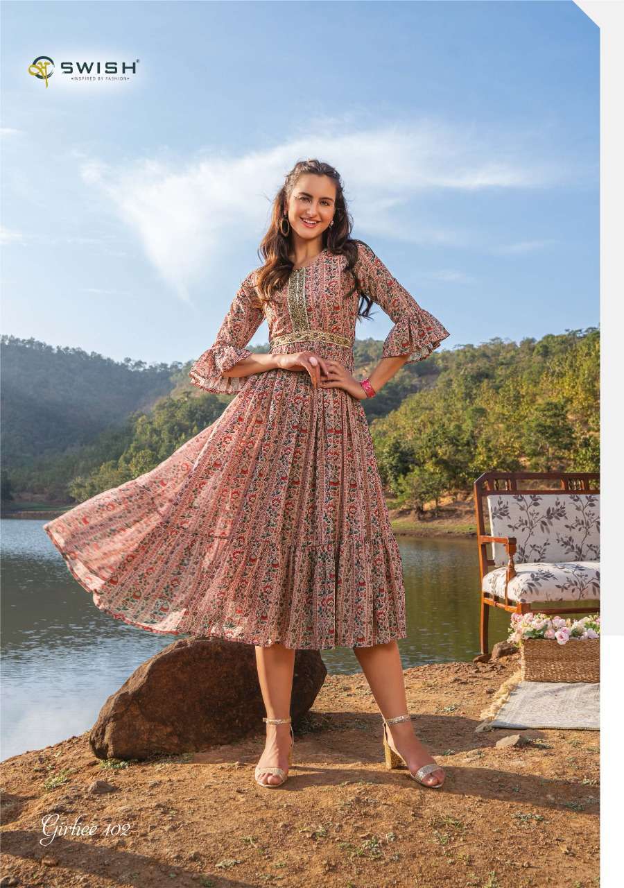 GIRLIEE SERIES 401 TO 406 KURTI BY SWISH DESIGNER WITH DIGITAL PRINTED VISCOSE KURTIS ARE AVAILABLE AT WHOLESALE PRICE