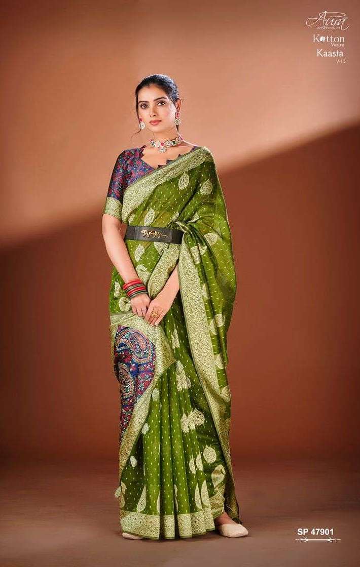 KAASTA VOL-13 47901 SERIES TO 47906 SAREE BY AURA DESIGNER WITH WORK FANCY SAREES ARE AVAILABLE AT WHOLESALE PRICE