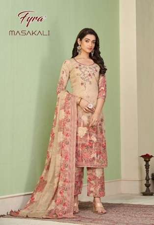 MASAKALI SERIES 101 TO 110 BY FYRA DESIGNER WITH PRINTED AND WORK SOFT COTTON SUITS ARE AVAILABLE AT WHOLESALE PRICE