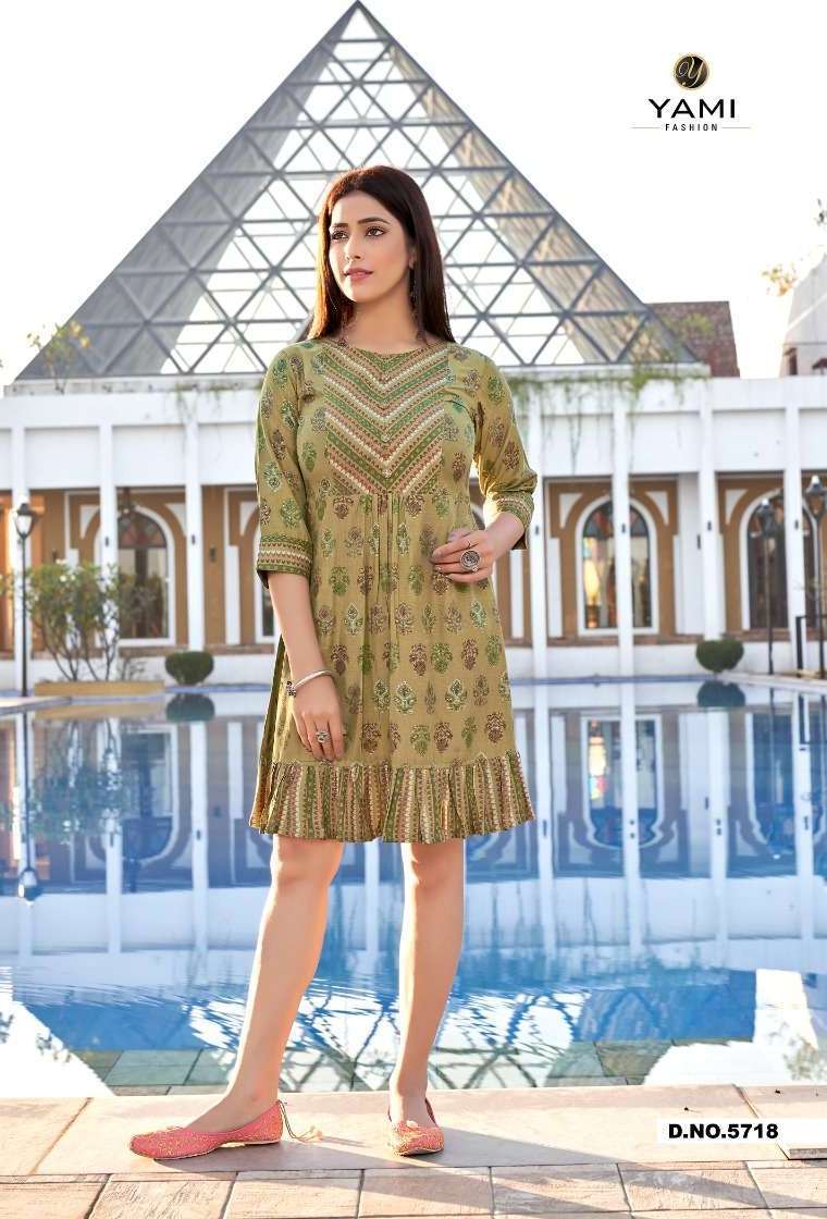 SENS SERIES 5711 TO 5719 KURTI BY YAMI DESIGNER WITH DIGITAL PRINTED MUSLIN SHORT KURTS ARE AVAILABLE AT WHOLESALE PRICE
