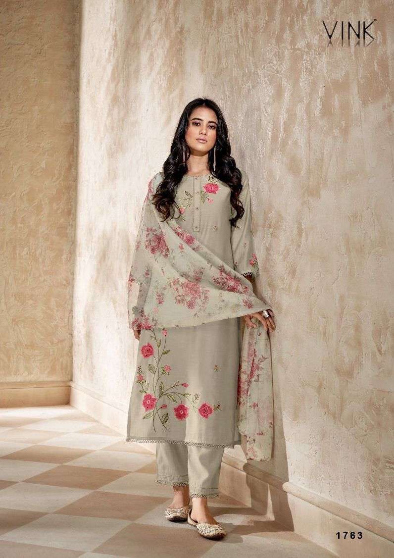 TRINITY SERIES 1761 TO 1766 KURTI BY VINK DESIGNER WITH PRINTED AND WORK VISCOSE KURTI WITH PANT AND DUPATTA ARE AVAILABLE AT WHOLESALE PRICE