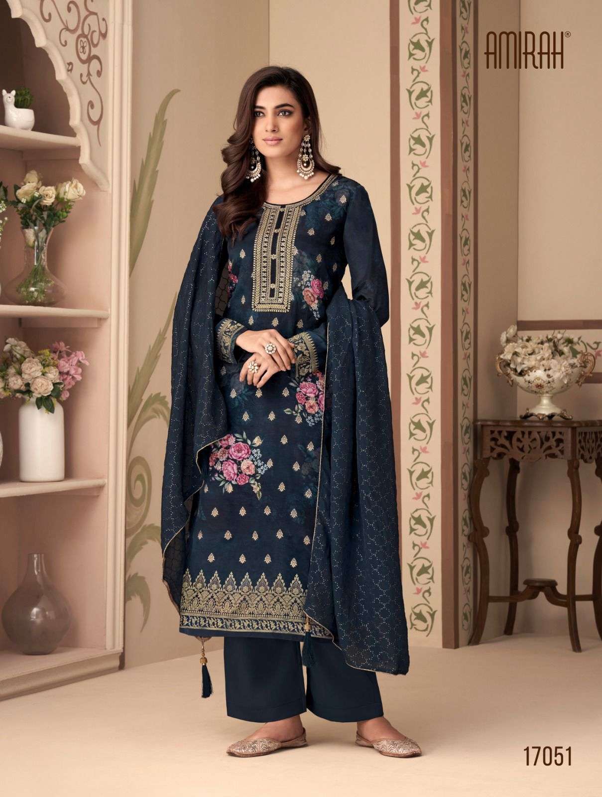 FEEZA SERIES 17051 TO 17056 BY AMIRAH DESIGNER WITH WORK SILK JACQUARD SUITS ARE AVAILABLE AT WHOLESALE PRICE