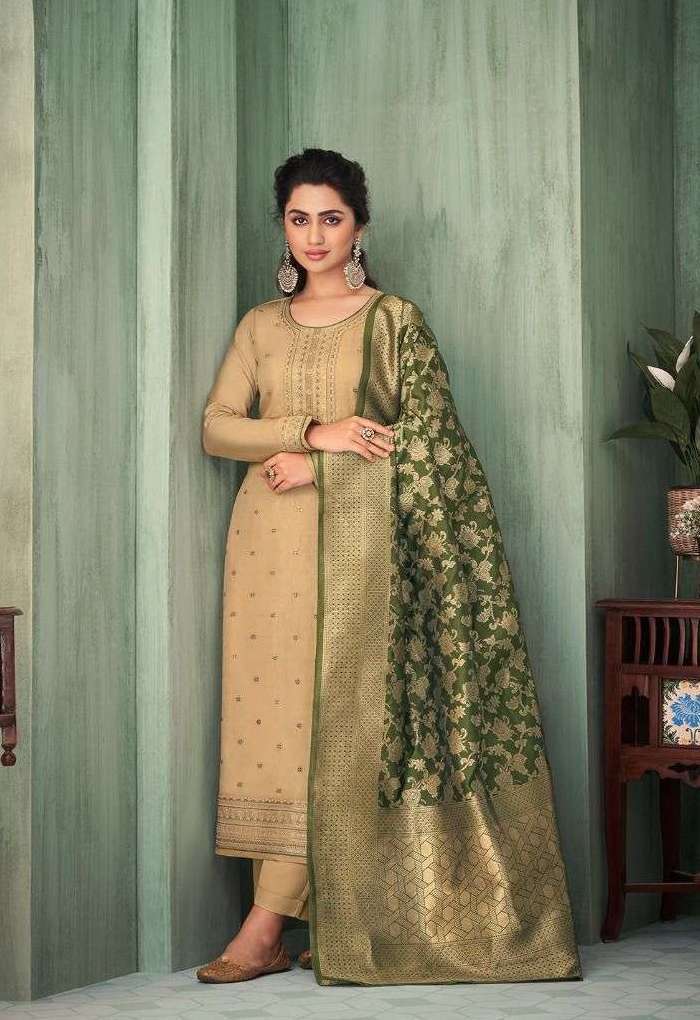 NOOR SERIES 17041 TO 17046 BY AMIRAH DESIGNER WITH WORK CHINON SILK SUITS ARE AVAILABLE AT WHOLESALE PRICE