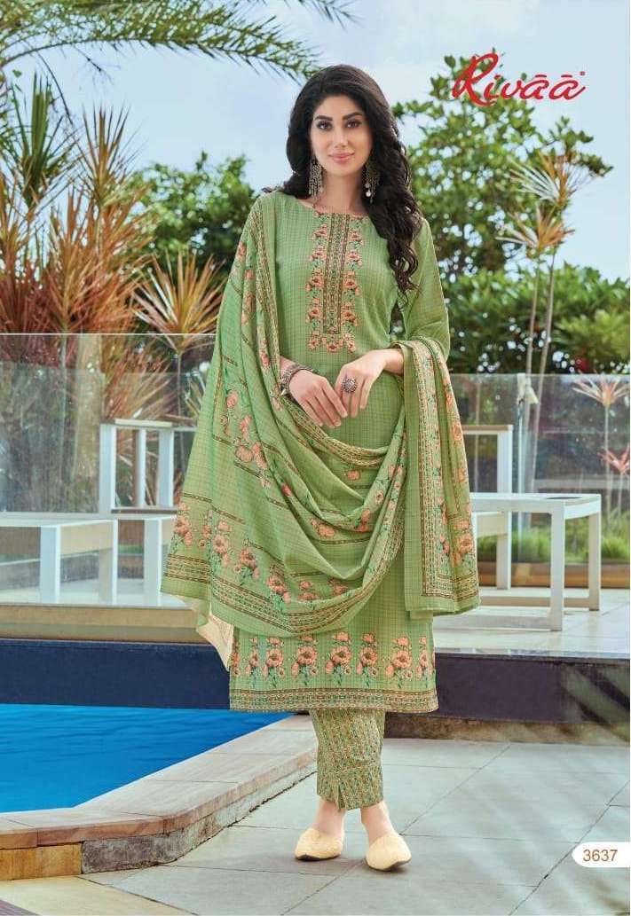 RIMPY VOL-2 SERIES 3636 TO 3642 BY RIVAA DESIGNER WITH DIGITAL PRINTED COTTON SUITS ARE AVAILABLE AT WHOLESALE PRICE