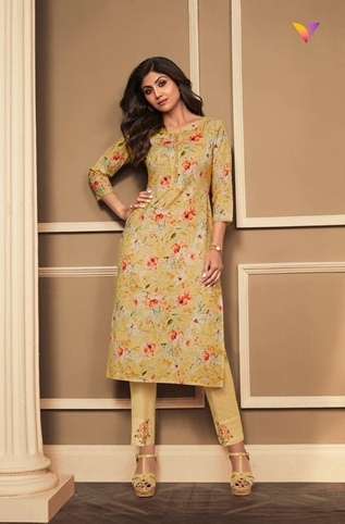 SHILPA SERIES 151 TO 157 KURTI BY VASTAM DESIGNER WITH PRINTED LINEN KURTI WITH PANT ARE AVAILABLE AT WHOLESALE PRICE