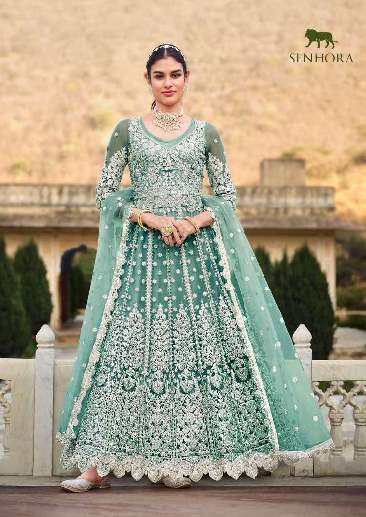 ANOKHI SERIES 2076A TO 2076C BY SENHORA DESIGNER WITH HEAVY WORK BRIDAL WEAR NET SUITS ARE AVAILABLE IN SINGLES AT WHOLESALE PRICE