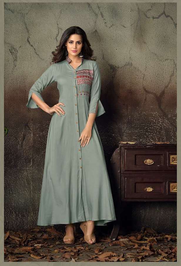 GULNAZ VOL-2 SERIES 6011 TO 6018 GOWN BY VARDAN DESIGNER WITH WORK HEAVY RAYON GOWNS ARE AVAILABLE AT WHOLESALE PRICE
