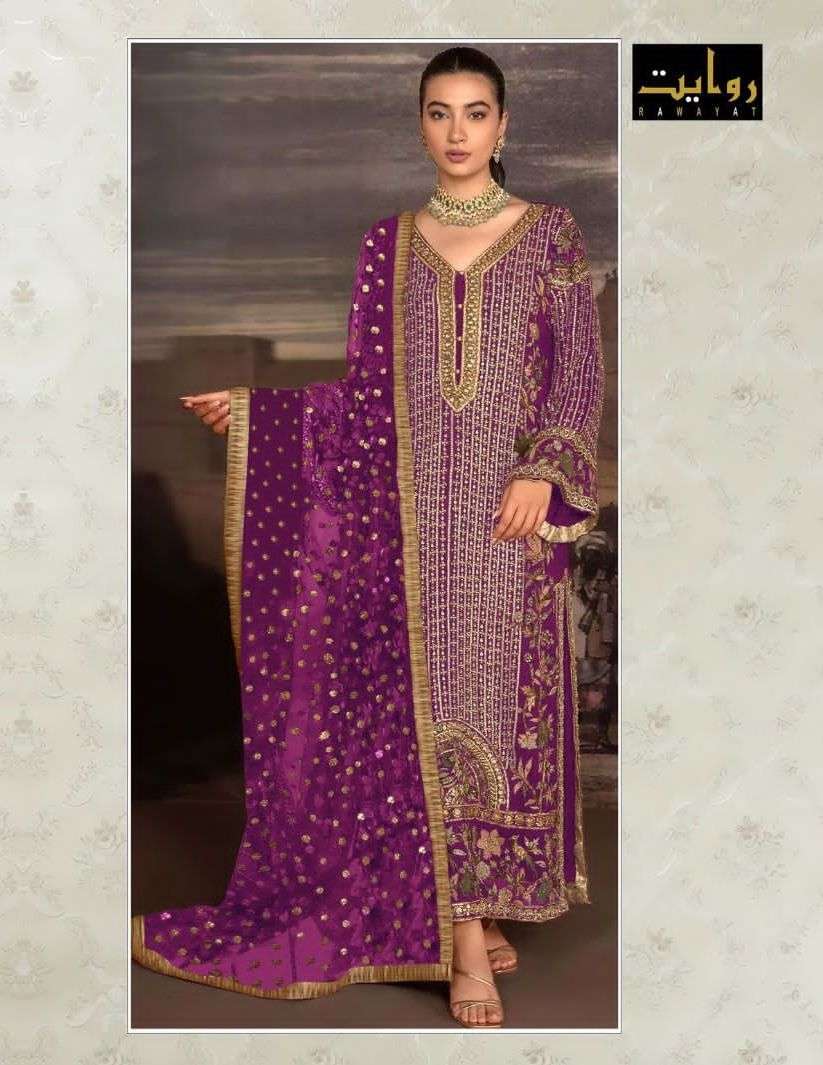 MUSHQ VOL-17 SERIES 4035A TO 4035D BY RAWAYAT DESIGNER WITH WORK PAKISTANI STYLE GEORGETTE SUITS ARE AVAILABLE AT WHOLESALE PRICE