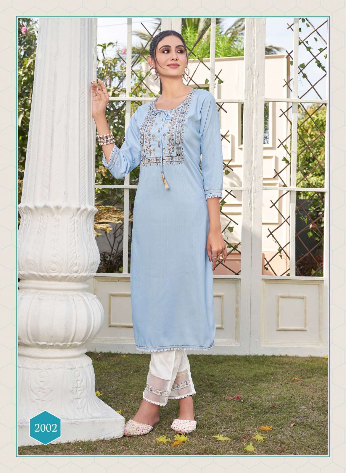 SUMMER GIRL VOL-2 SERIES 2001 TO 2004 KURTI BY HINAYA DESIGNER WITH WORK RAYON DOBBY KURTI WITH PANT ARE AVAILABLE AT WHOLESALE PRICE
