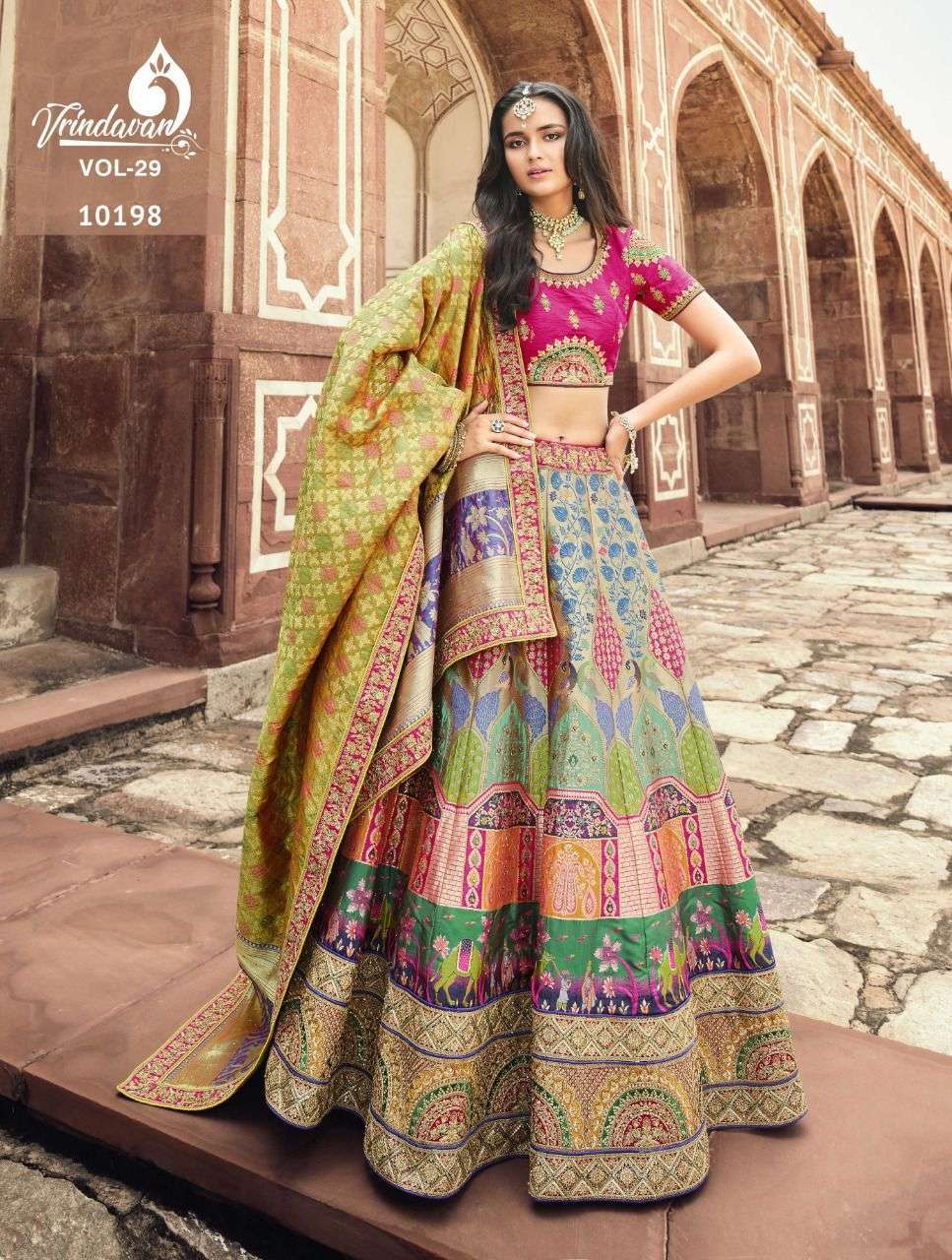 VRINDAVAN VOL-29 SERIES 10196 TO 10124 BY ROYAL DESIGNER HEAVY WORK BRIDAL WEAR SILK LEHENGAS ARE AVAILABLE IN SINGLES AT WHOLESALE PRICE