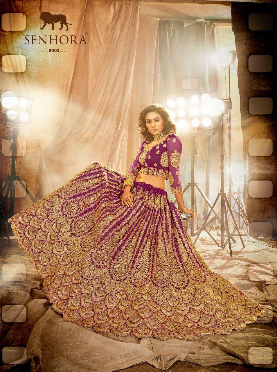 ALANKAR SERIES 5001 TO 5004 BY SENHORA DESIGNER WITH HEAVY WORK NET LEHENGAS ARE AVAILABLE IN SINGLES AT WHOLESALE PRICE