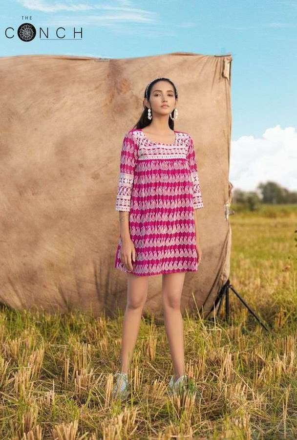COLOUR PLUS VOL-2 SERIES 10 TO 1`7 BY THE CONCH DESIGNER GEORGETTE SHORT KURTIS ARE AVAILABLE AT WHOLESALE PRICE
