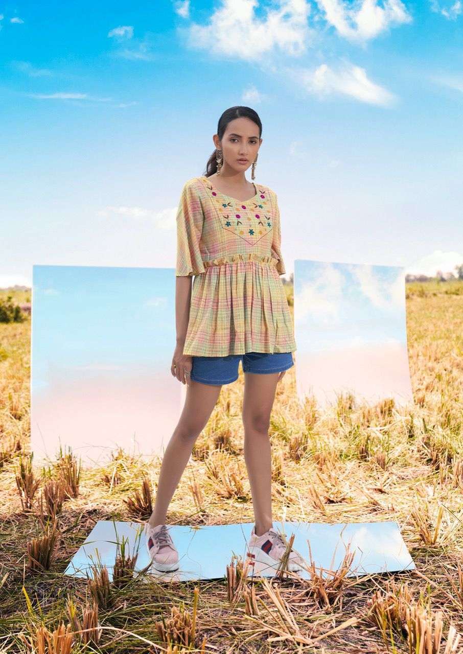 COSTER VOL-2 SERIES 201 TO 206 BY THE CONCH DESIGNER WITH WORK FANCY SHORT KURTIS ARE AVAILABLE AT WHOLESALE PRICE