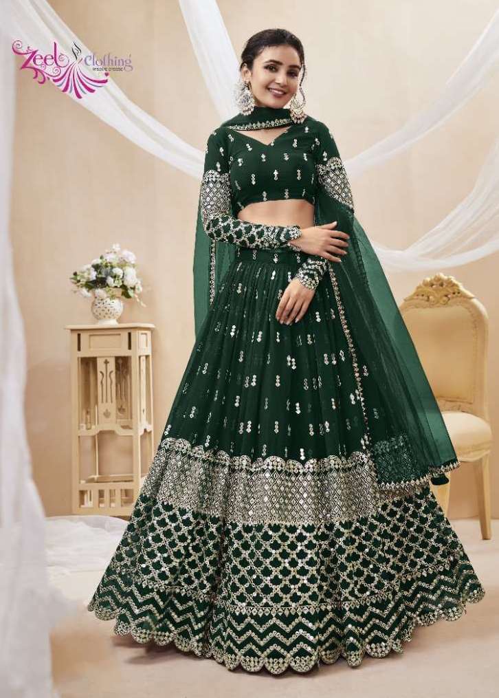EXPRESSION VOL-1 SERIES 301 TO 3011 BY ZEEL DESIGNER WITH WORK GEORGETTE LEHENGAS ARE AVAILABLE IN SINGLES AT WHOLESALE PRICE