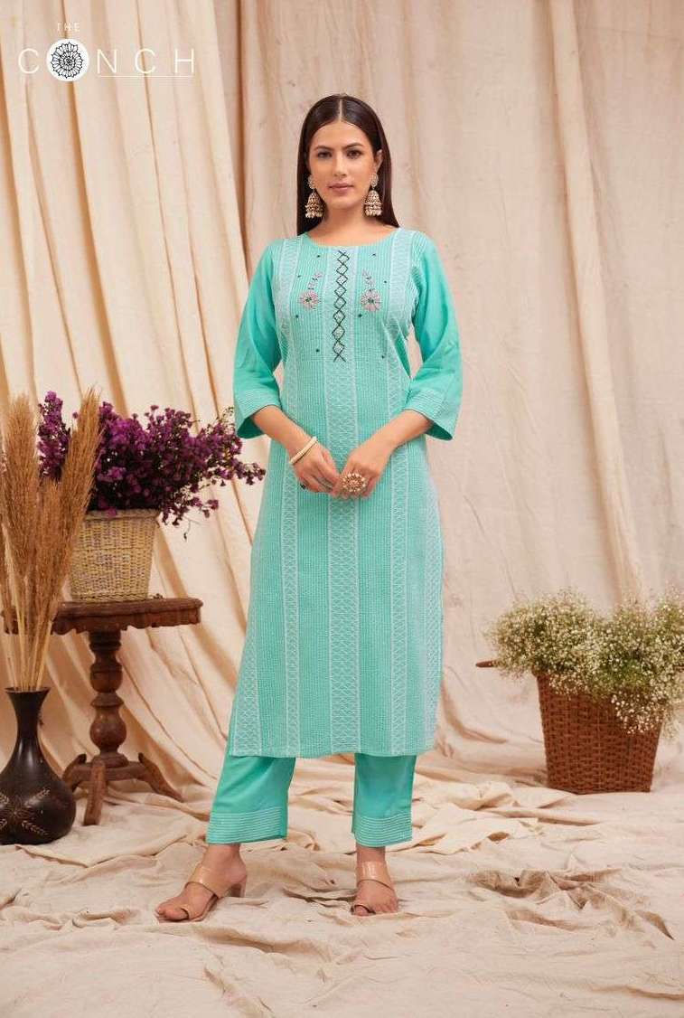 GLORY VOL-3 SERIES 301 TO 306 KURTI BY THE CONCH DESIGNER WITH WORK RAYON KURTI WITH BOTTOM ARE AVAILABLE AT WHOLESALE PRICE