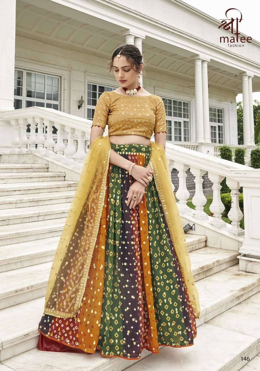 KAISH SERIES 148 TO 148 LEHENGA BY SHREE MATEE DESIGNER WITH HEAVY WORK GEORGETTE LEHENGAS ARE AVAILABLE IN SINGLES AT WHOLESALE PRICE