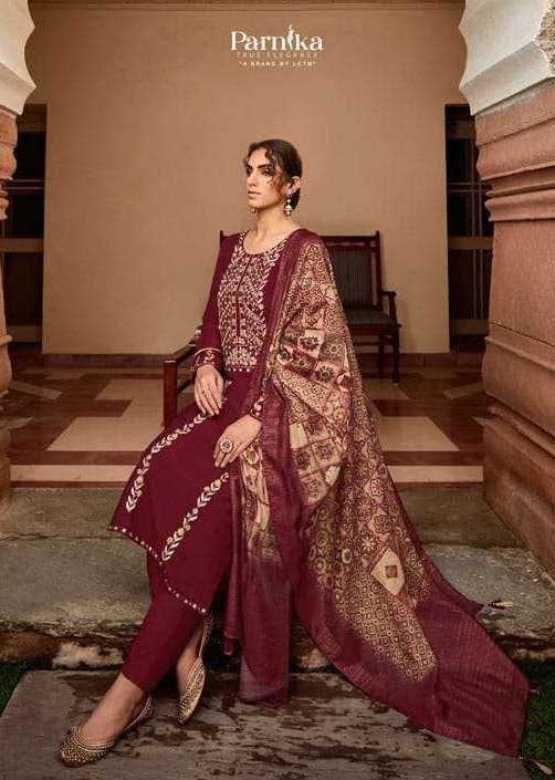 PRANIKA SERIES 1001 TO 1006 BY TZU DESIGNER WITH WORK ROMAN SILK SUITS ARE AVAILABLE AT WHOLESALE PRICE