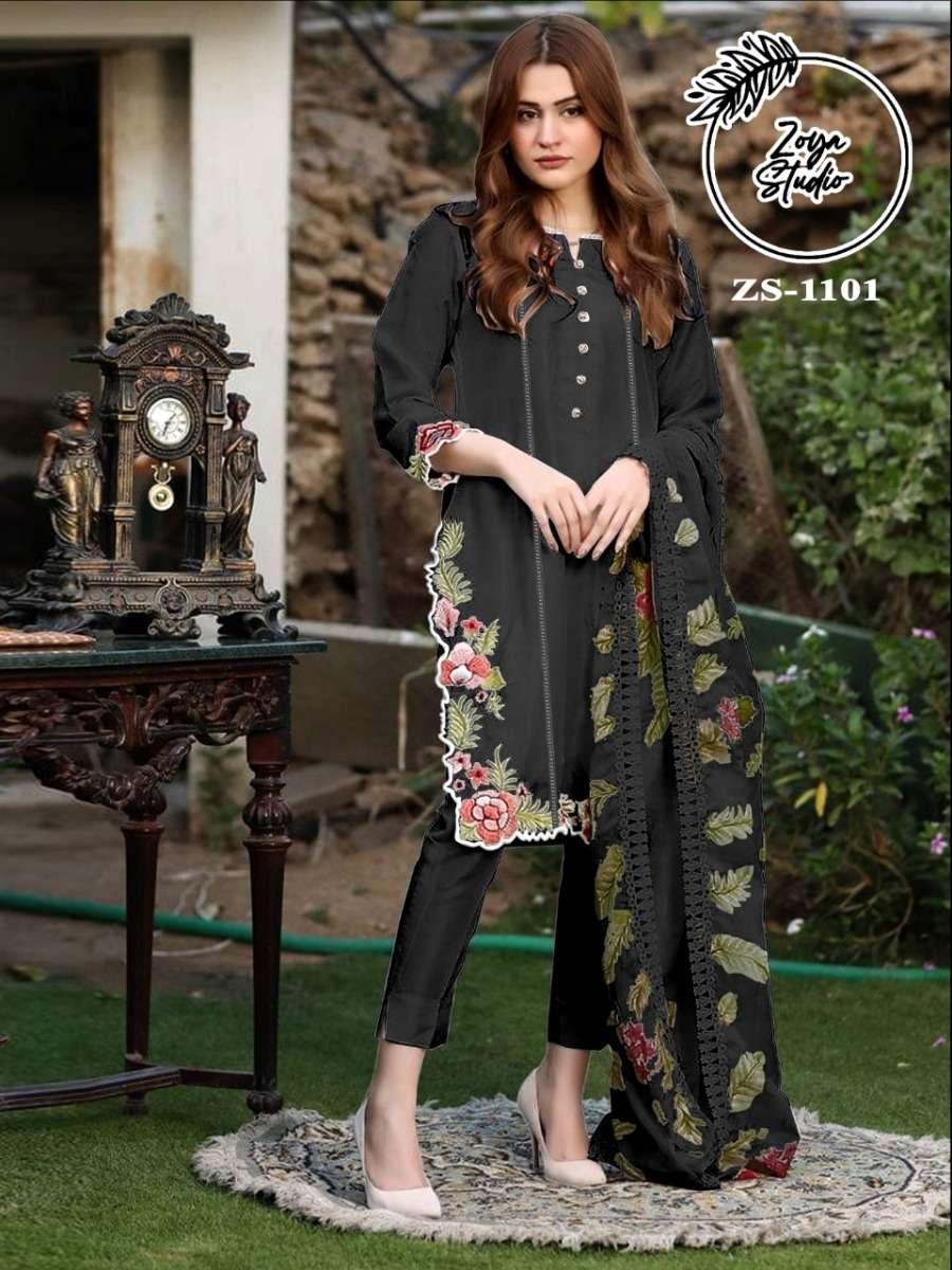 ZOYA STUDIO ZS 1101 DESIGNER WITH WORK GEORGETTE PAKISTANI STYLE TOP WITH PANT AND DUPATTA ARE AVAILABLE AT WHOLESALE PRICE
