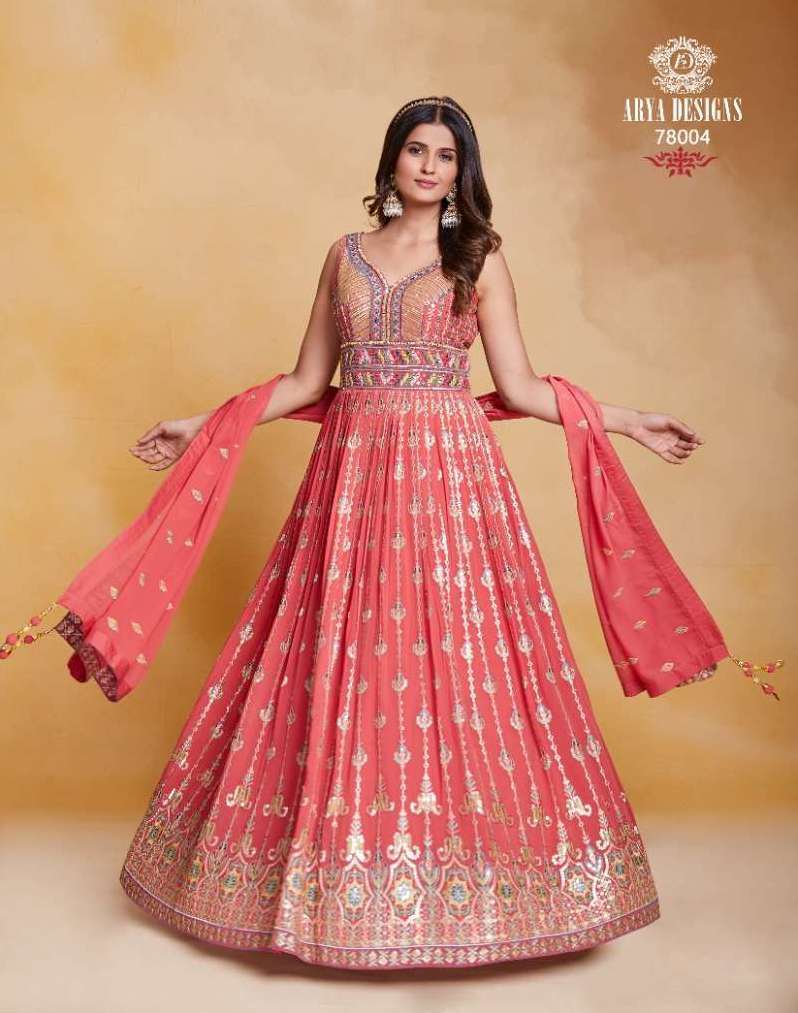 ZOYA VOL-4 SERIES 78001 TO 78006 BY ARYA DESIGNER WITH HEAVY WORK GEORGETTE READYMADE LEHENGAS ARE AVAILABLE IN SINGLES AT WHOLESALE PRICE