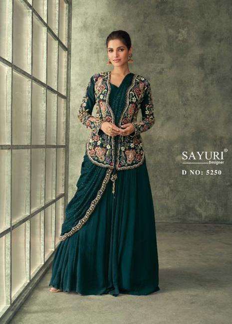 EVERGREEN SERIES 5249 TO 5251 BY SAYURI DESIGNER WITH WORK GEORGETTE PARTY WEAR SUITS ARE AVAILABLE IN SINGLES AT WHOLESALE PRICE