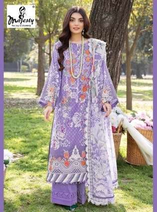 FIRDOUS THE LUXURY LAWN VOL-7 SERIES 1001 TO 1008 BY MAJESTY DESIGNER WITH PRINTED AND WORK JAM COTTON PAKISTANI STYLE SUITS ARE AVAILABLE AT WHOLESALE PRICE