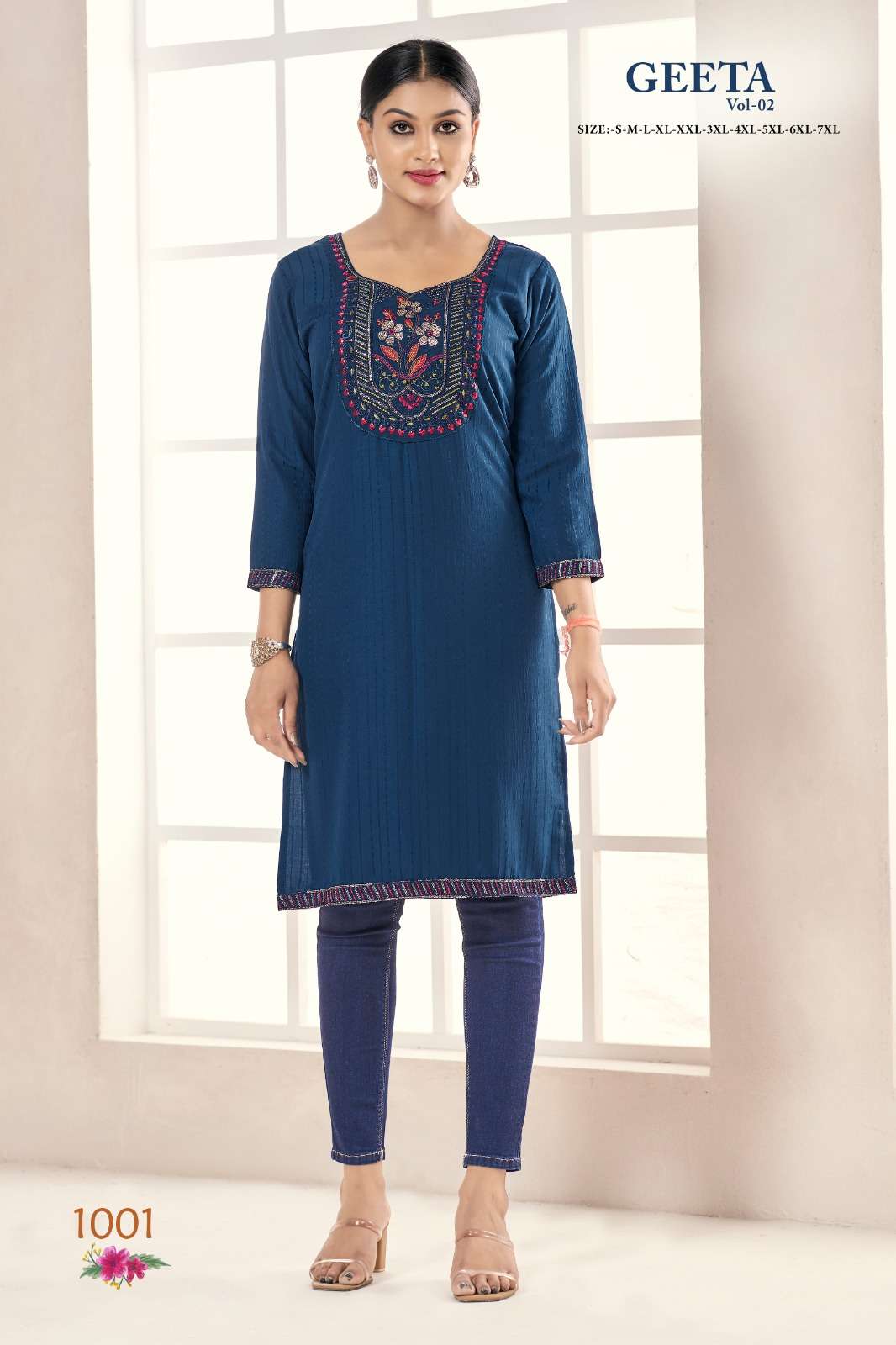 GEETA VOL-2 SERIES 1001 TO 1004 KURTI8 BY BANWERY DESIGNER WITH WORK RUSSIAN SILK KURTIS ARE AVAILABLE AT WHOLESALE PRICE