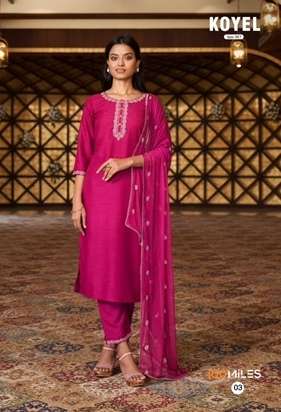 KOYEL SERIES 01 TO 04 BY 100 MILES DESIGNER WITH WORK FANCY KURTI WITH BOTTOM AND DUPATTA ARE AVAILABLE AT WHOLESALE PRICE