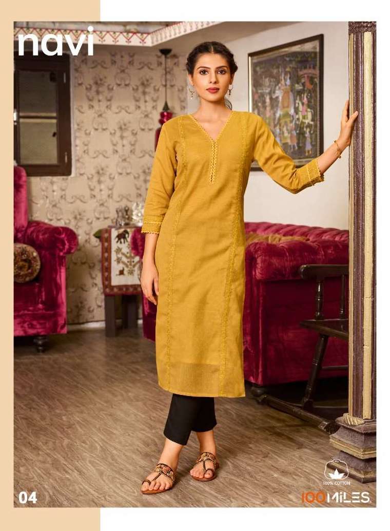 NAVI SERIES 01 TO 04 KURTI BY 100 MILES DESIGNER WITH EMBROIDERY WORK PURE COTTON KURTIS ARE AVAILABLE AT WHOLESALE PRICE