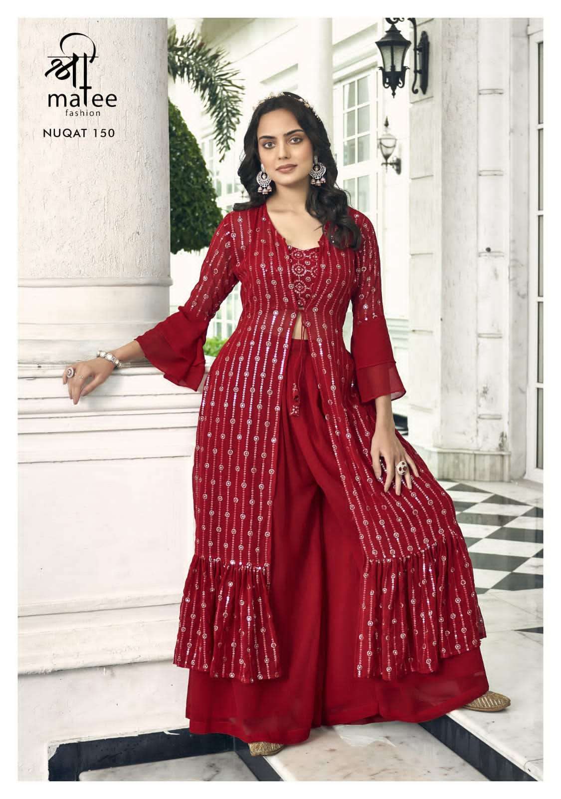 NUQAT SERIES 149 TO 152 BY SHREE MATEE DESIGNER WITH WORK PARTY WEAR GEORGETTE SUITS ARE AVAILABLE IN SINGLES AT WHOLESALE PRICE