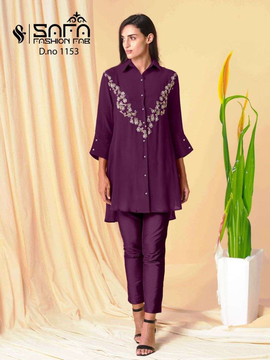 SAFA FASHION FAB 1153 SERIES DESIGNER WITH WORK PAKISTANI STYLE KURTI WITH BOTTOM AND DUPATTA ARE AVAILABLE AT WHOLESALE PRICE