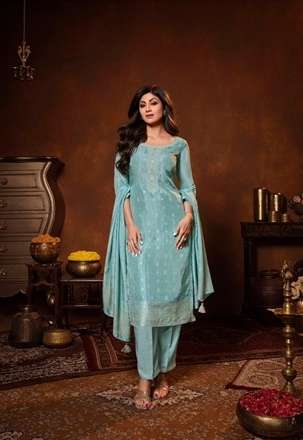 SHILPA VOL-6 SERIES 601 TO 604 KURTI BY VATSAM DESIGNER WITH WORK VISCOSE DOLA JACQUARD KURTI WITH BOTTOM AND DUPATTA ARE AVAILABLE AT WHOLESALE PRICE