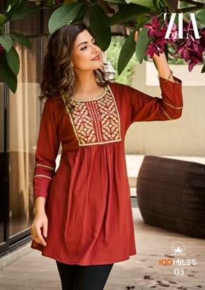 ZIA SERIES 01 TO 04 TOP BY 100 MILES DESIGNER WITH EMBROIDERY WORK GEORGETTE SHORT TOPS ARE AVAILABLE AT WHOLESALE PRICE