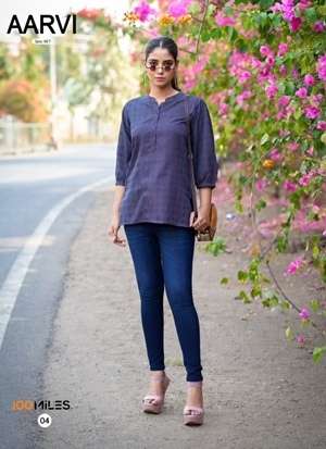 AARVI SERIES 01 TO 04 BY 100 MILES DESIGNER WITH WORK COTTON BLENDED TOPS ARE AVAILABLE AT WHOLESALE PRICE