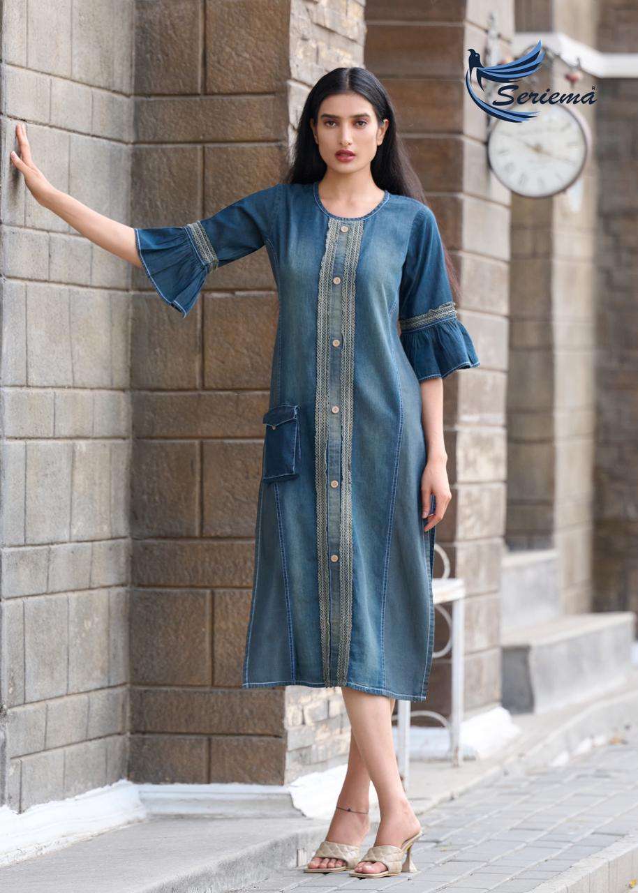 CAPTURE VOL-5 SERIES 1228 TO 1233 KURTI BY SERIEMA DESIGNER COTTON DENIM KURTIS ARE AVAILABLE AT WHOLESALE PRICE