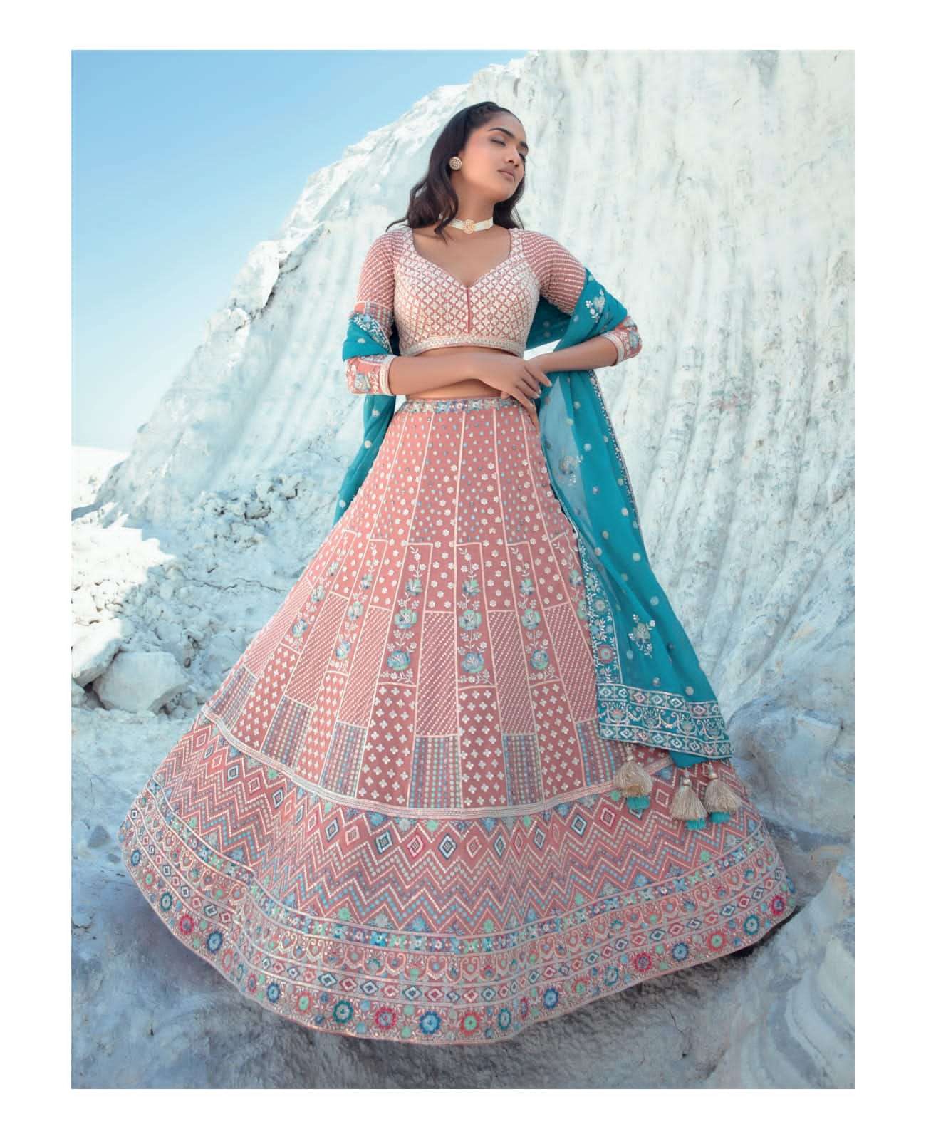 ELEMENTS SERIES 01 TO 09 LEHENGA BY NAVKAR DESIGNER WITH WORK READYMADE LEHENGAS ARE AVAILABLE IN SINGLES AT WHOLESALE PRICE