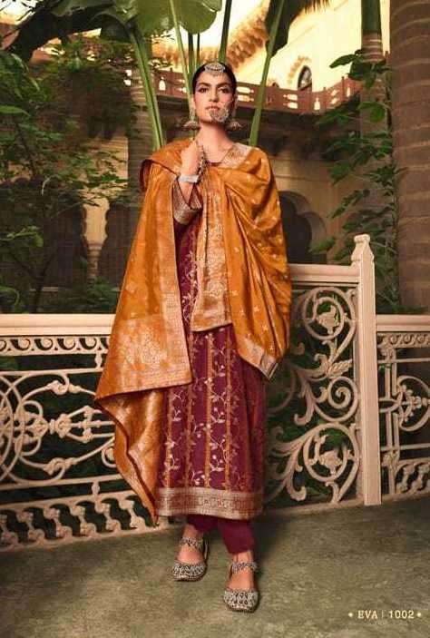 EVA SERIES 1001 TO 1006 BY PRANIKA TZU DESIGNER WITH WORK MOGA SILK SUITS ARE AVAILABLE AT WHOLESALE PRICE