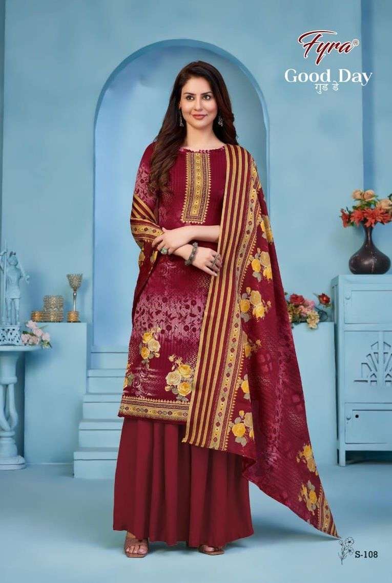 GOOD DAY SERIES 101 TO 110 BY FYRA DESIGNER WITH DIGITAL PRINTED AND WORK COTTON SUITS ARE AVAILABLE AT WHOLESALE PRICE