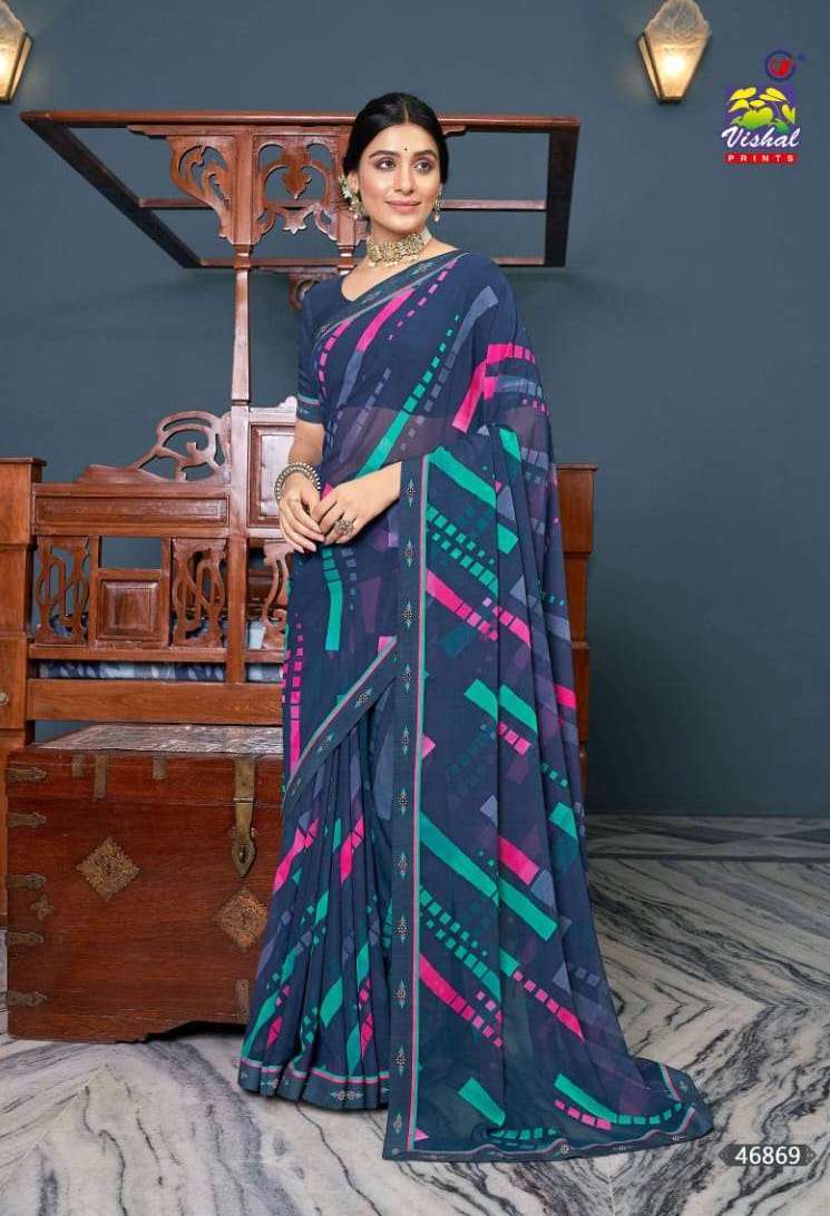 KANYA SERIES 46863 TO 46874 SAREE BY VISHAL DESIGNER WITH PRINTED GEORGETTE SAREES ARE AVAILABLE AT WHOLESALE PRICE