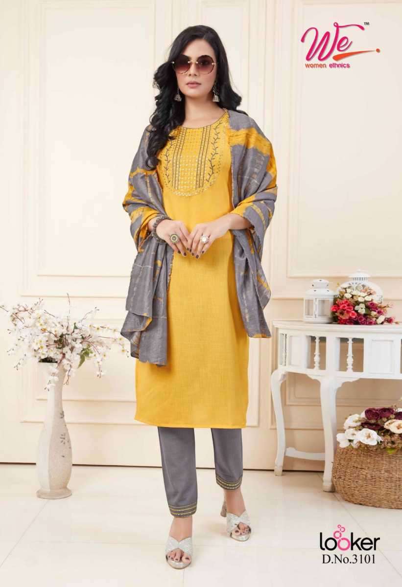 LOOKER SERIES 3101 TO 3106 BY WE DESIGNER BOMBAY COTTON KURTI WITH BOTTOM AND DUPATTA ARE AVAILABLE AT WHOLESALE PRICE