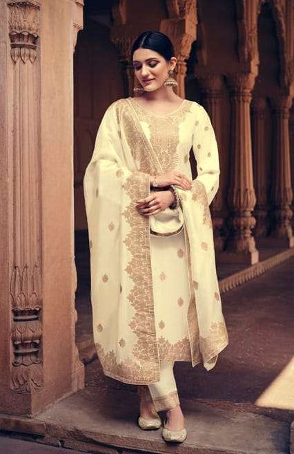 PRISHA SERIES 1001 TO 1006 BY TZU DESIGNER WITH WORK ORGANZA JACQUARD SUITS ARE AVAILABLE AT WHOLESALE PRICE