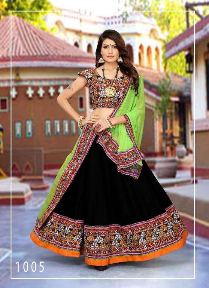 SAKSHI VOL-1 SERIES 1001 TO 1006 DESIGNER WITH PRINTED AND WORK NAVRATRI LEHENGAS ARE AVAILABLE IN SINGLES AT WHOLESALE PRICE