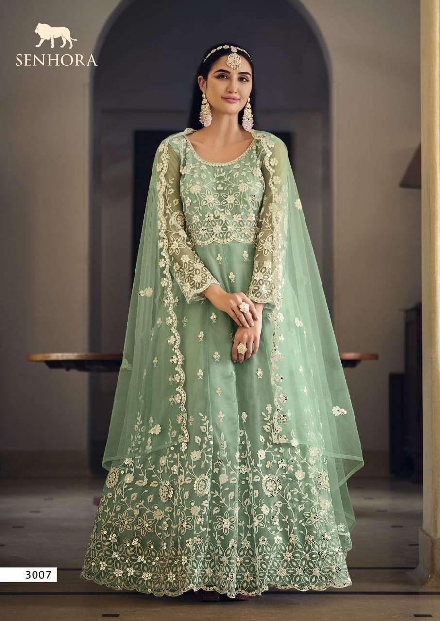 SARIKA SERIES 3006 TO 3009 BY SENHORA DESIGNER WITH WORK NET SUITS ARE AVAILABLE IN SINGLES AT WHOLESALE PRICE