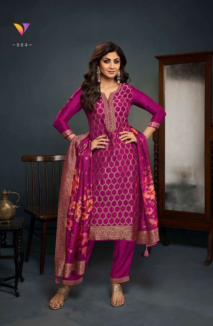 SHILPA VOL-9 SERIES 961 TO 965 BY VATSAM DESIGNER WITH WORK VISCOSE DOLA JACQUARD READYMADE SUITS ARE AVAILABLE AT WHOLESALE PRICE