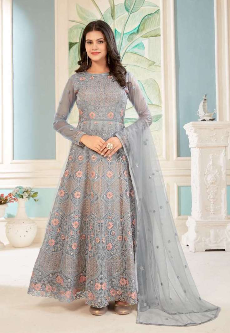 SWAGAT SERIES 1001 TO 1004 DESIGNER WITH WORK BUTTERFLY NET SUITS ARE AVAILABLE IN SINGLES AT WHOLESALE PRICE