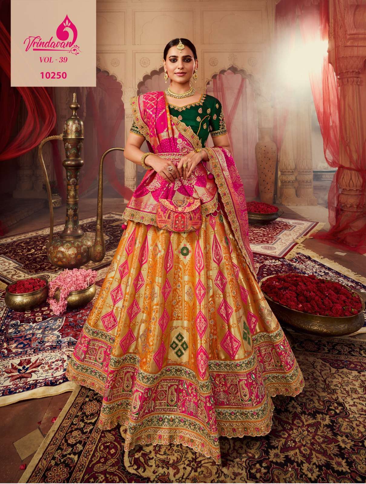 VRINDAVAN VOL-39 SERIES 10249 TO 10257 BY ROYAL DESIGNER BANARASI SILK LEHENGAS ARE AVAILABLE IN SINGLES AT WHOLESALE PRICE